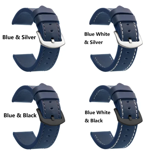 Uhrenarmband Leder blau Schliessen